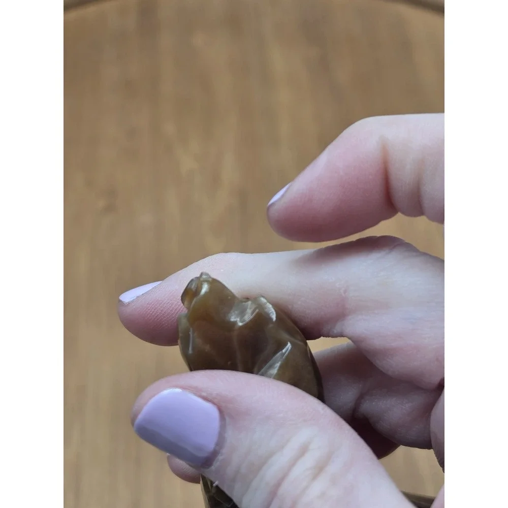 Vintage Hand Carved Onyx Stone Dachshund Wiener Dog Figurine Brown Veining